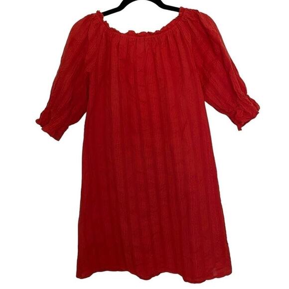 Chelsea & Violet Red Embroidered Tassle Shift Mini Dress Half Ruffle Sleeve XS - Picture 3 of 4